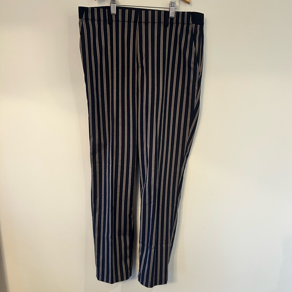 UNIQLO Navy Beige Burgundy  Pinstripe Pants